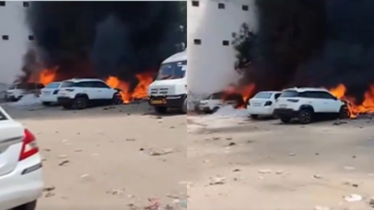 A fire broke out in four parked vehicles in sector-12 Gurugram.