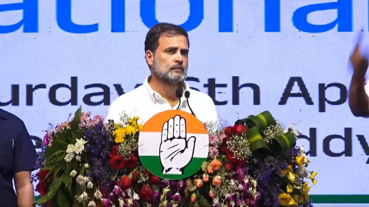 ​Rahul Gandhi at Congress Manifesto launch rally in Telangana