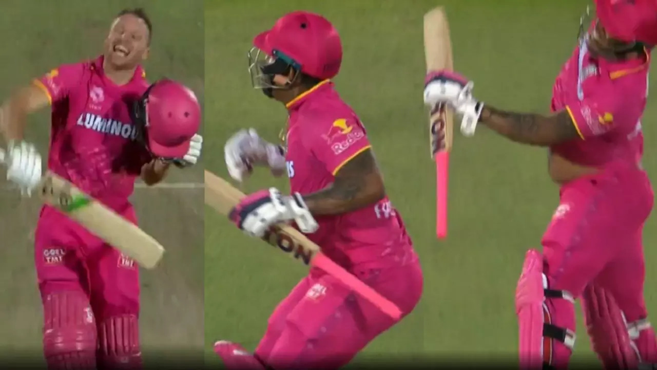 Shimron Hetmyer's celebration after Jos Buttler completes his sixth IPL century with a six goes viral