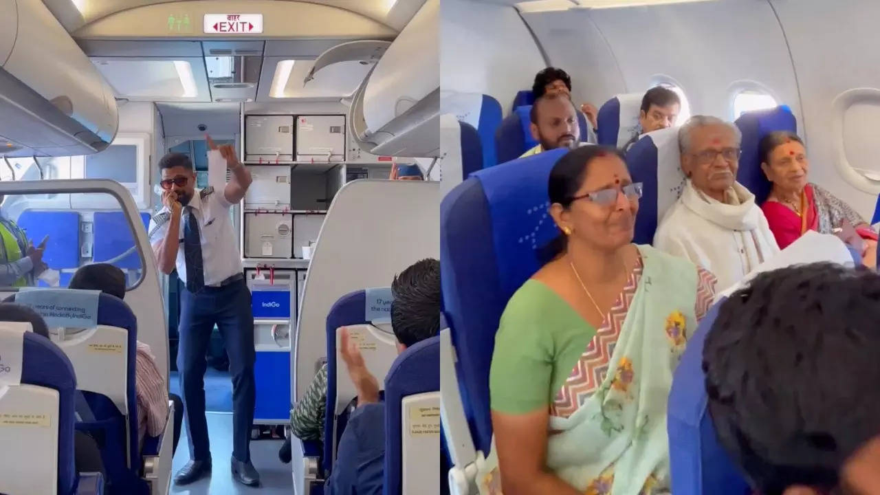 Captain Pradeep Krishnan welcomes his family aboard at Chennai airport. | Courtesy: IndiGo