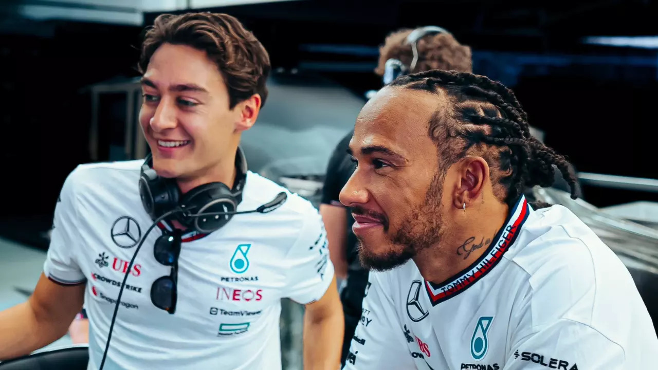 George Russell and Lewis Hamilton