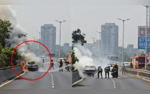 Mumbai Car Catches Fire on Eastern Freeway Traffic Affected  VIDEO