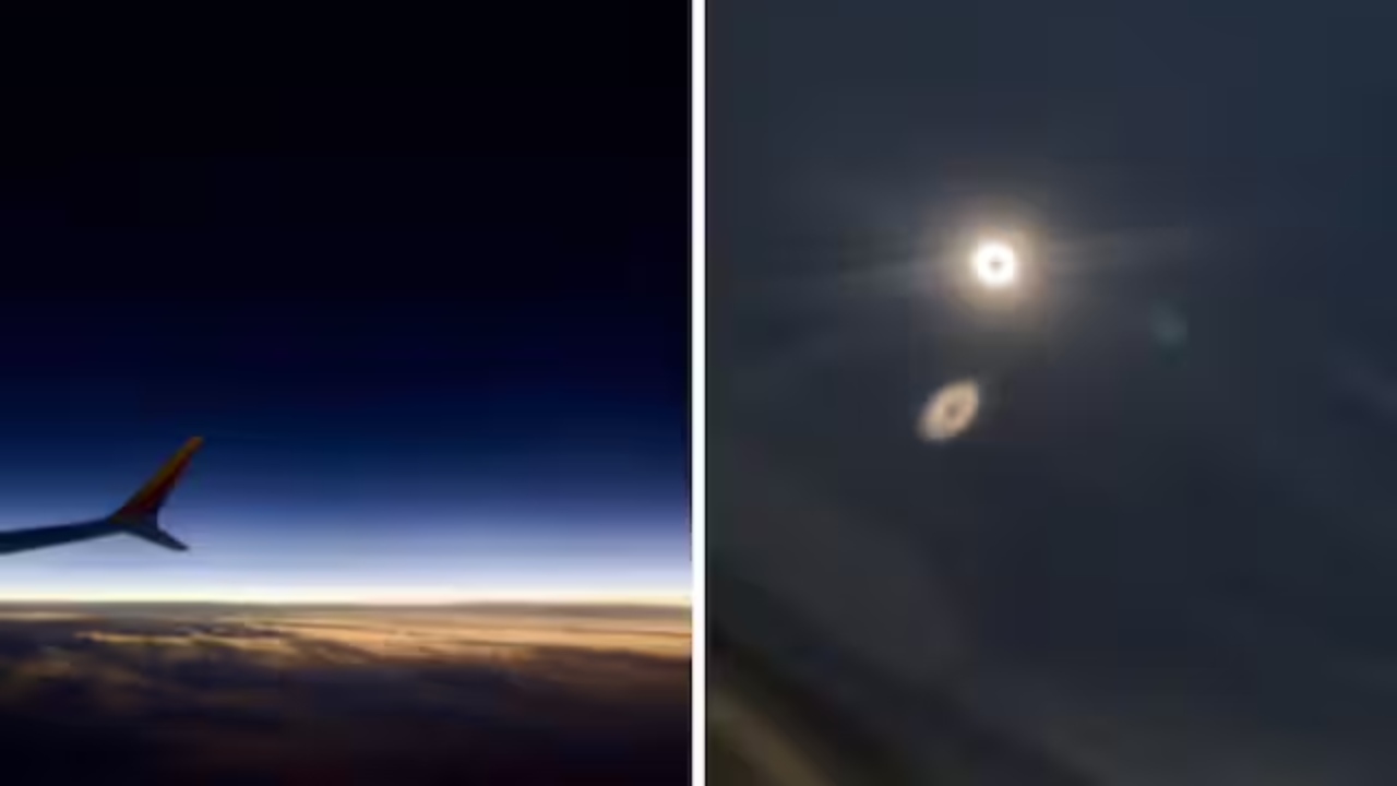 Viral Video Captures Mesmerizing Total Solar Eclipse From Plane at 35,000 Feet. Watch