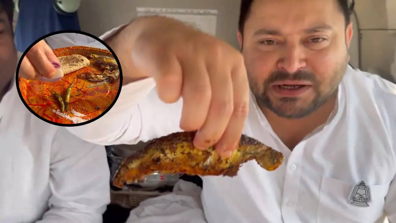 Tejashwi Yadav Eating Fish