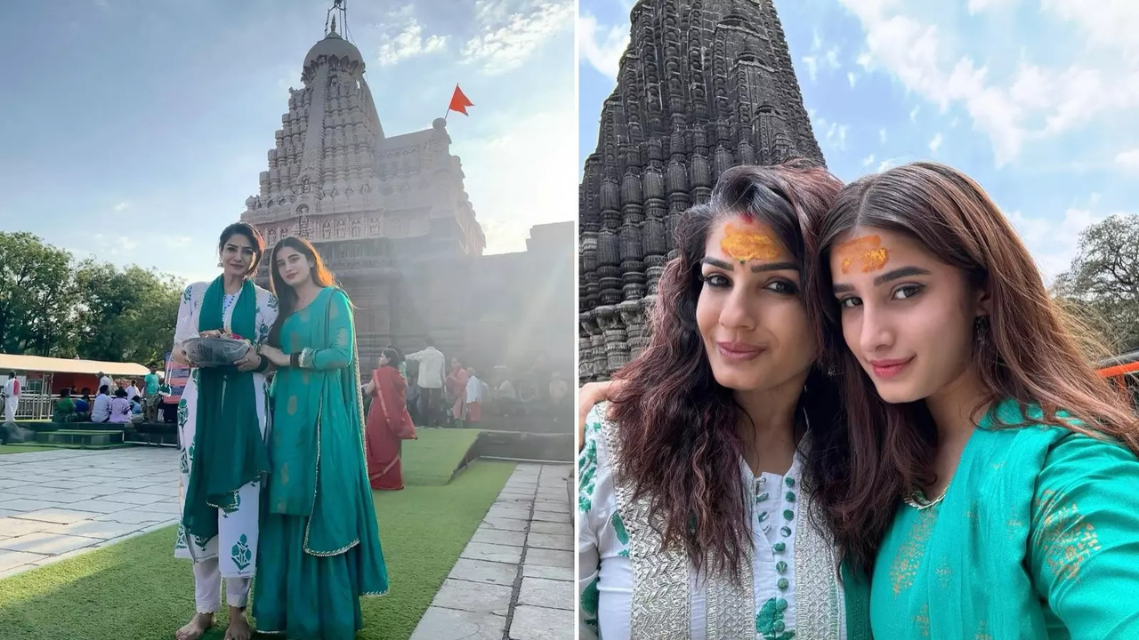 Raveena Tandon Visits Trimbakeshwar Shiva Temple With Daughter Rasha Thadani