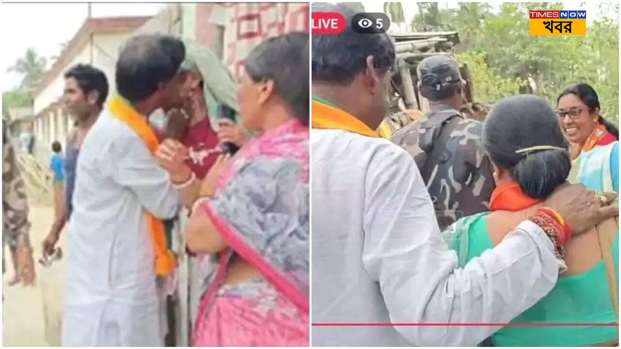 Lok Sabha Election 2024 TMC Alleges BJP Candidate Khagen Murmu Kissing Woman while campaigning