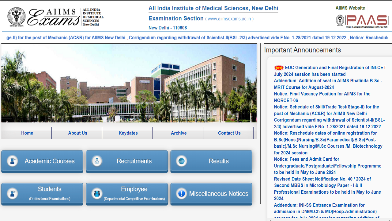 AIIMS NORCET 6 Admit Card 2024