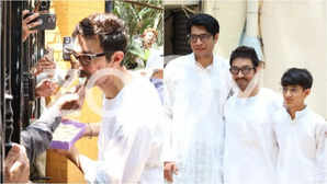Eid Mubarak Aamir Khan Sons Junaid And Azad Distribute Sweets To Fans Outside Their Home  EXCLUSIVE
