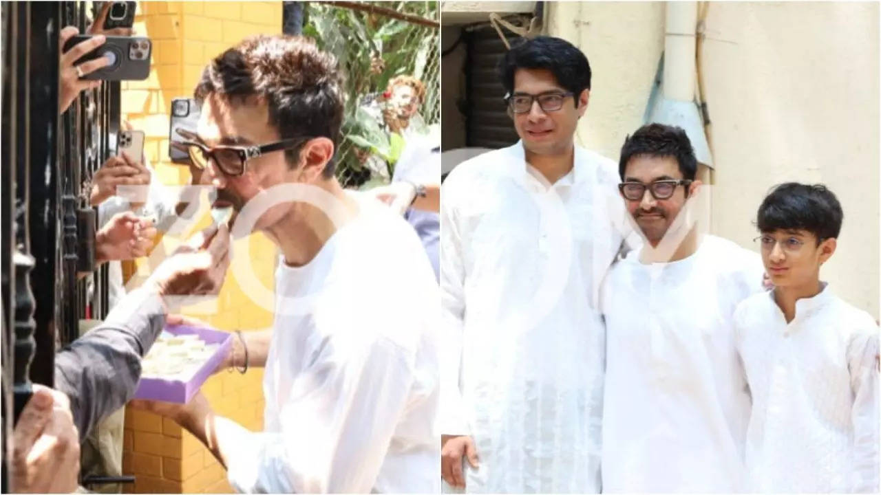 Eid Mubarak! Aamir Khan, Sons Junaid And Azad Distribute Sweets To Fans Outside Their Home | EXCLUSIVE