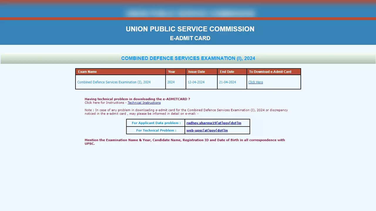 UPSC CDS Admit Cards 2024 Now Available on upsc.gov.in, upsconline.nic.in