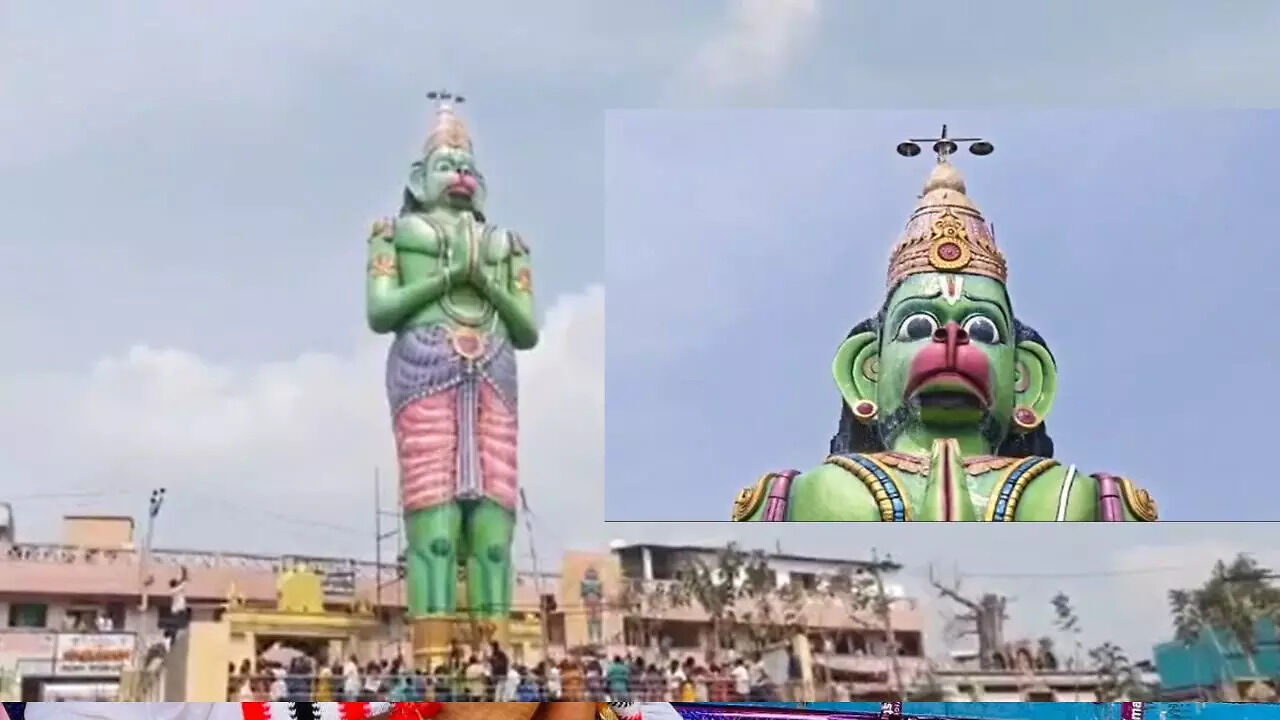90 அடி உயர ஆஞ்சநேயர்... 5,000 லிட்டர் பாலபிஷேகம்.. பக்தர்கள் பரவசம் ...