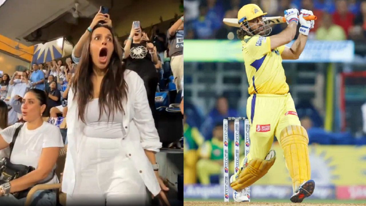 Neha Dhupia's reaction after MS Dhoni hits Hardik Pandya for three sixes in a row goes viral