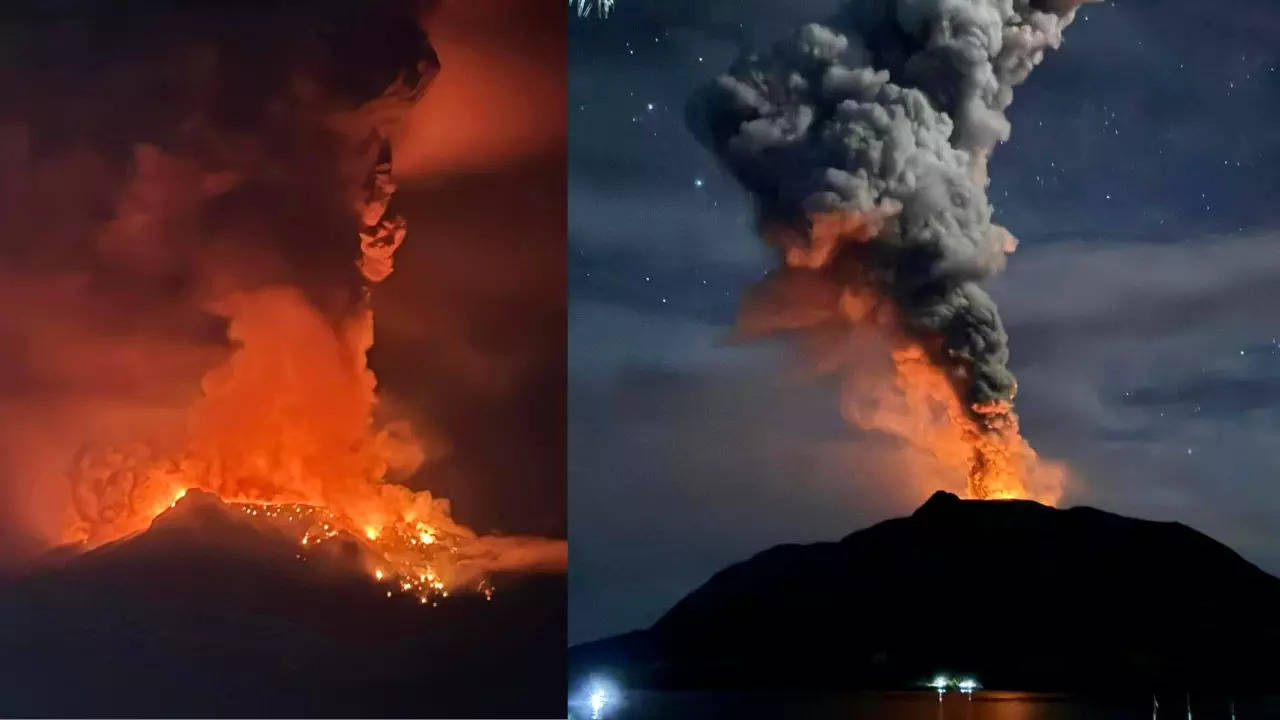 Ruang Volcano Erupts