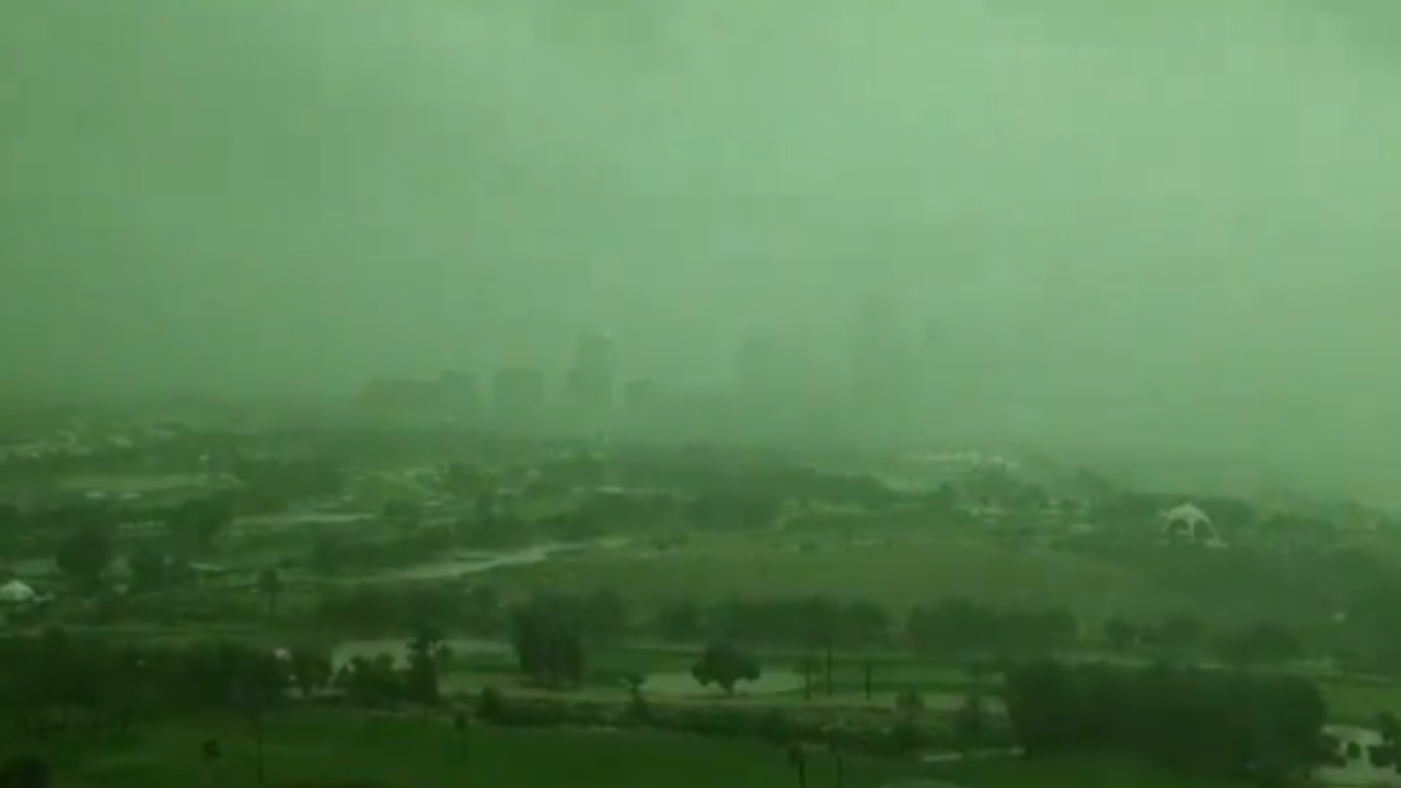 Dubai Rains: Sky Turns Green