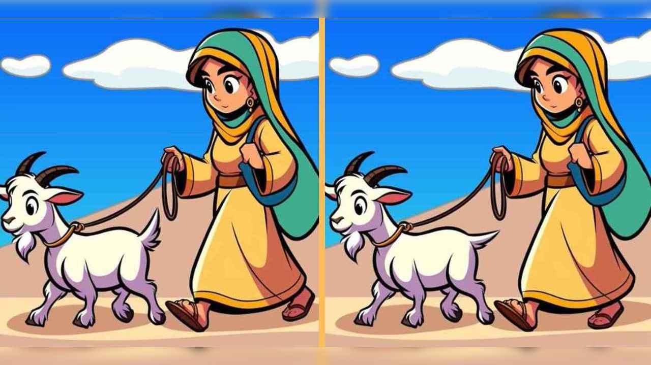 Puzzle: Can You Spot The 3 Differences Between the Girl & Her Goat Images  in 15 Seconds? | Viral News - Times Now