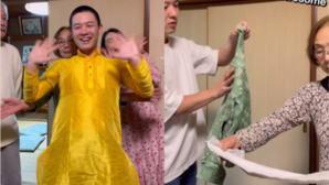 Japanese Familys Delightful Reaction to Trying Indian Kurta Sets Goes Viral
