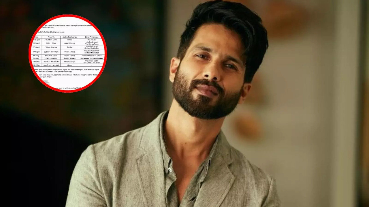 Shahid Kapoor's travel itinerary leaked