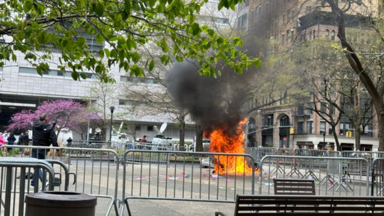 Fire Outside Trump Trial Courthouse