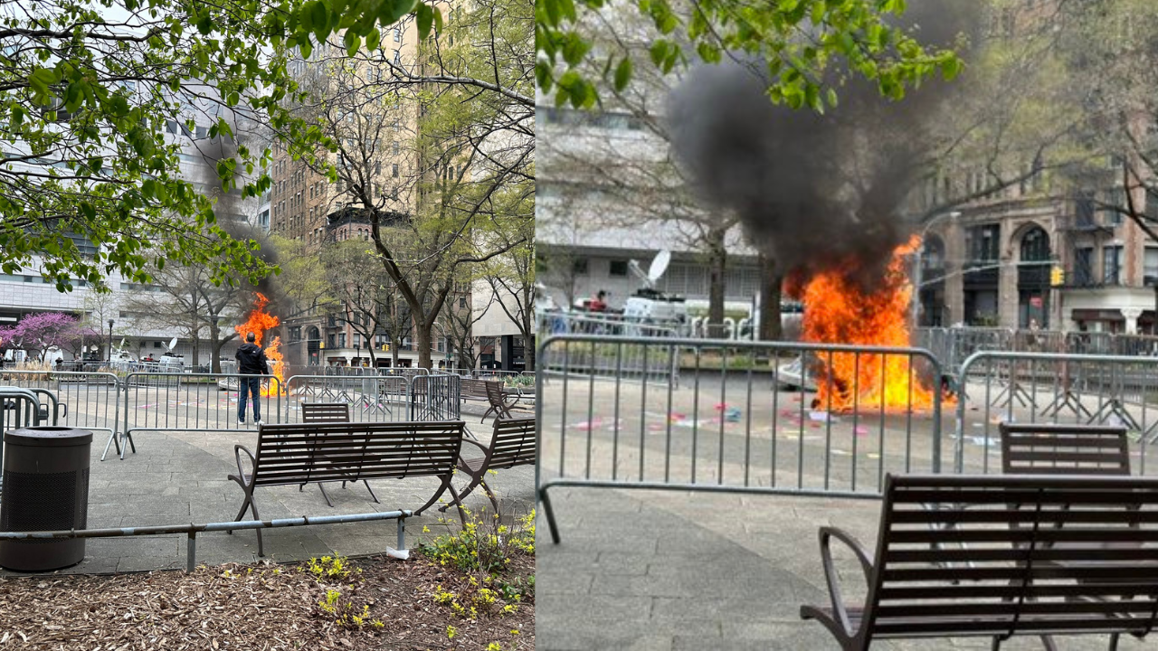 Man Setting Himself On Fire Outside Trump Courtroom