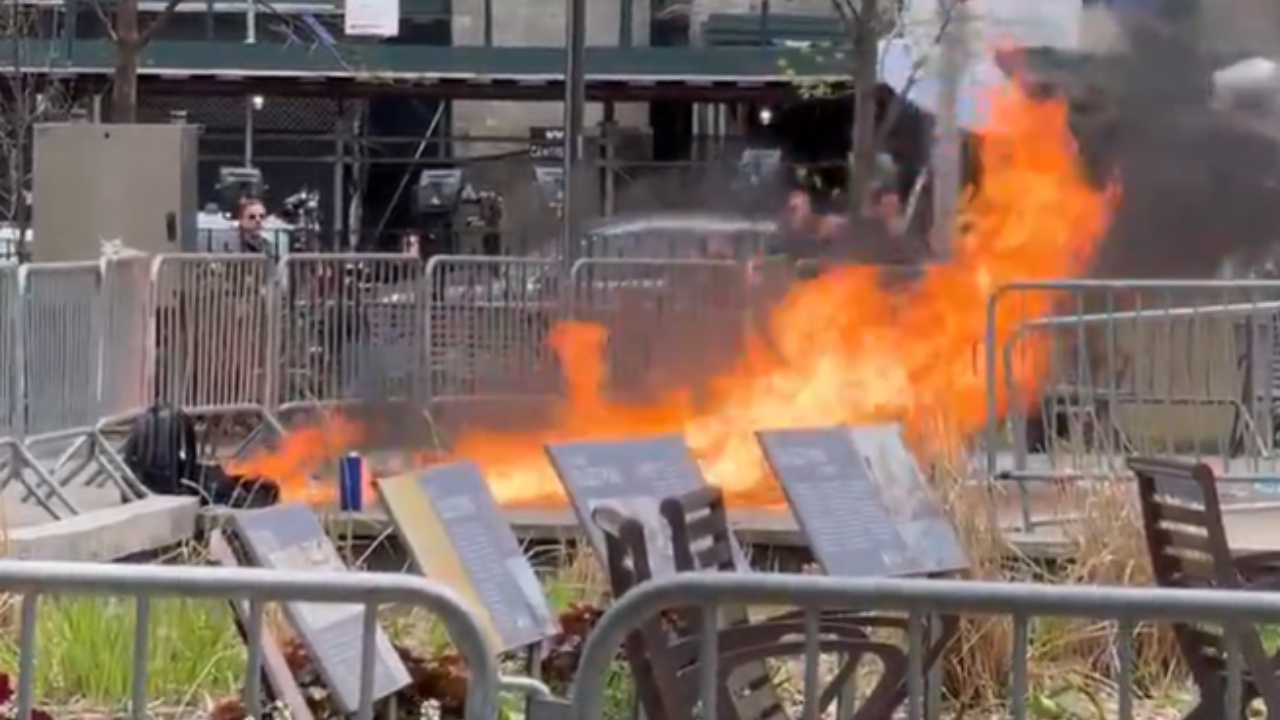 Man On Fire Outside Trump Trial Court