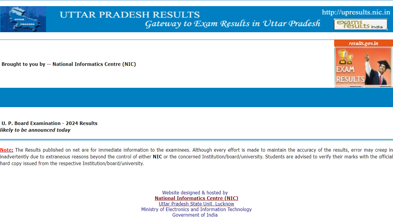 upresults.nic.in 2024 10th 12th Result Links