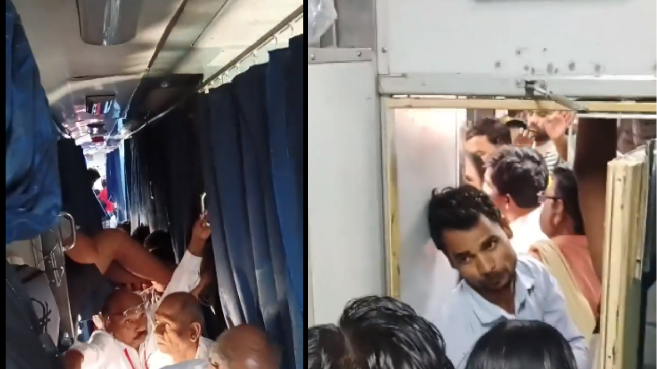 Viral Video: 'Disruption in Kashi Express AC Coach Due to Ticketless Passenger