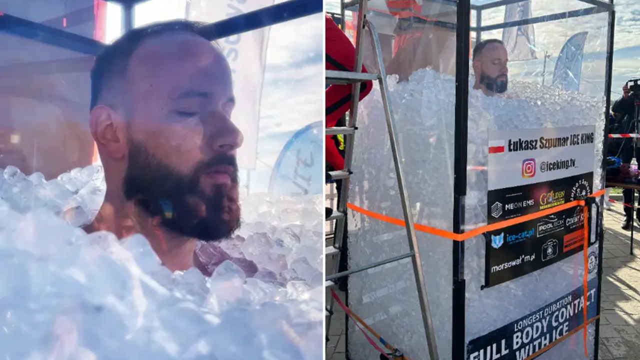 Viral Video: Man Spends Four Hours Submerged in Ice to Break Guiness World Record