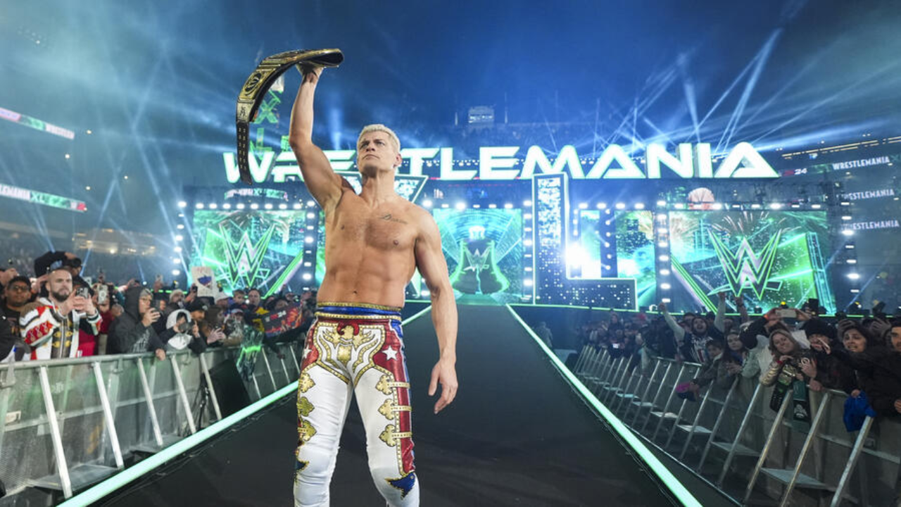 Cody Rhodes after winning the title at WrestleMania 40