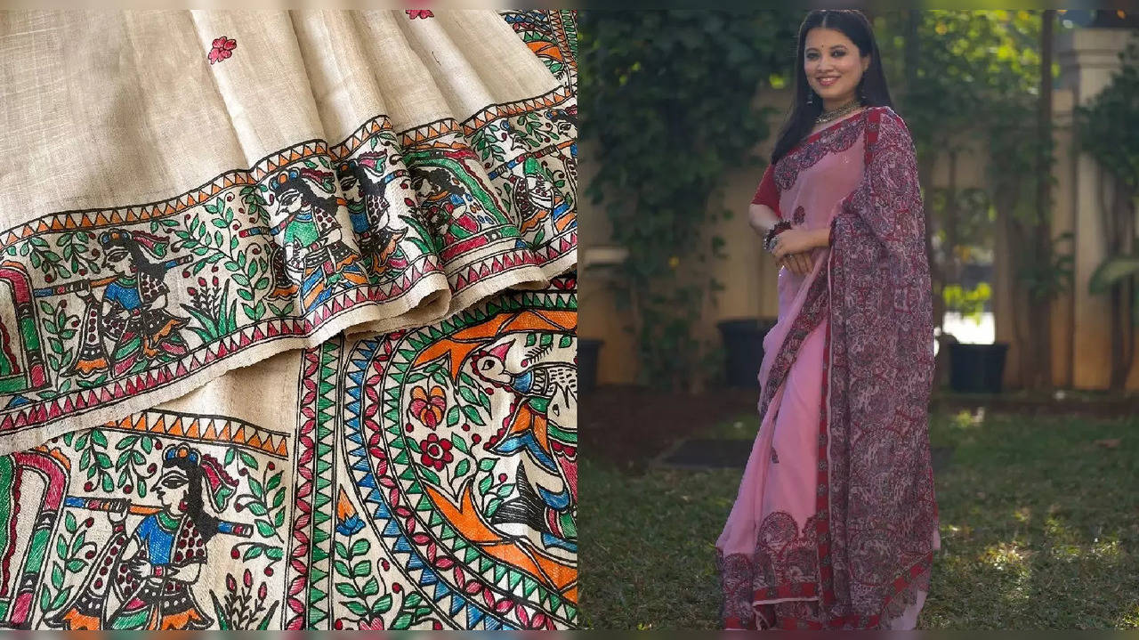 madhubani print saree