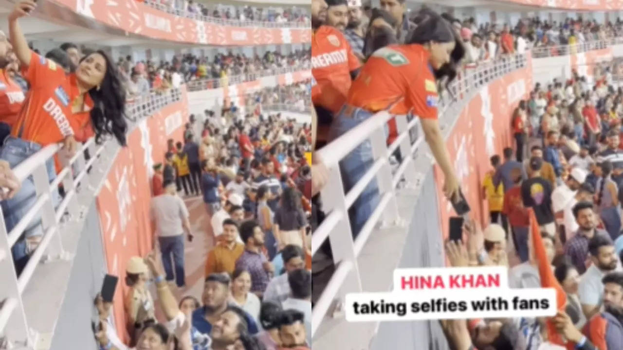 Hina Khan Watches IPL Match Wearing Punjab Kings' Jersey, Takes Selfies With Fans - Watch