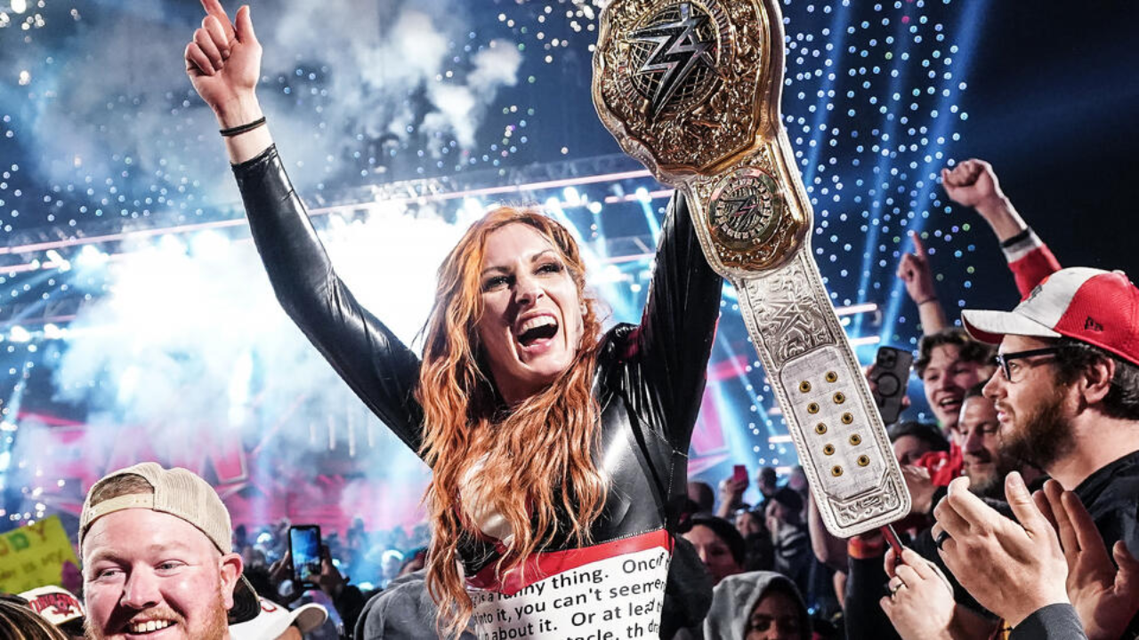 Becky Lynch after winning the Championship