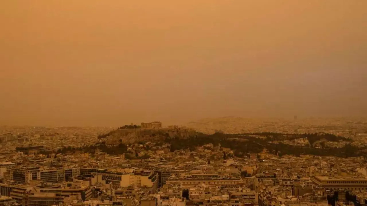 Greece Turns Orange: Sahara Dust Paints Athens City Skyline | VIDEO