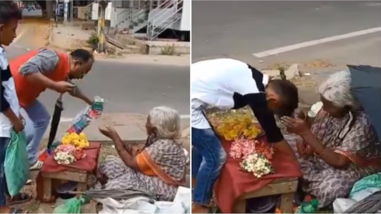 Father & Son's Sweet Gesture Delights Elderly Flower Sellers. Viral Video Is Too Sweet To Miss