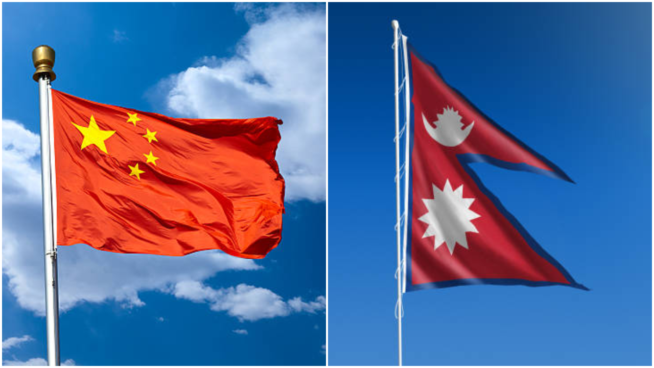 China and Nepal flags