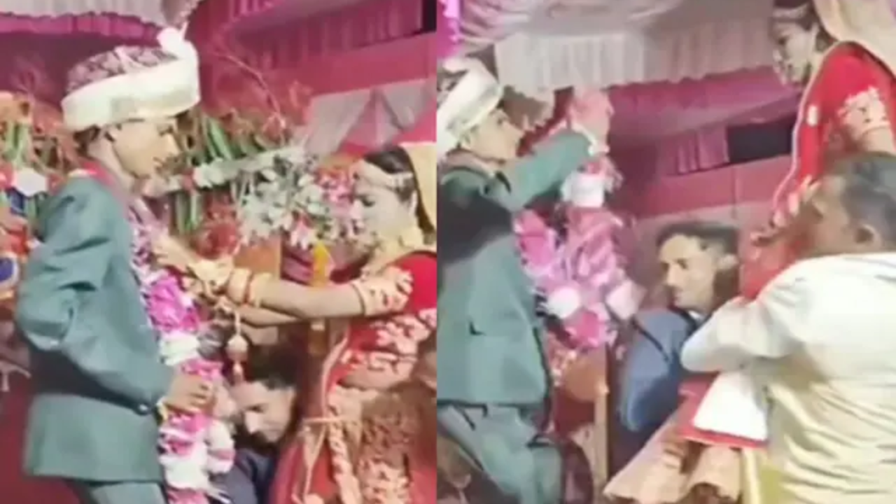 Viral Video: Groom Jumps Off Chair To Put Varmala Around Bride, Makes Her Fall. Try Not To Laugh