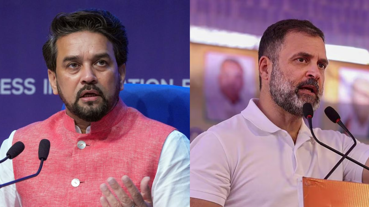 Anurag Thakur (L), Rahul Gandhi (R)