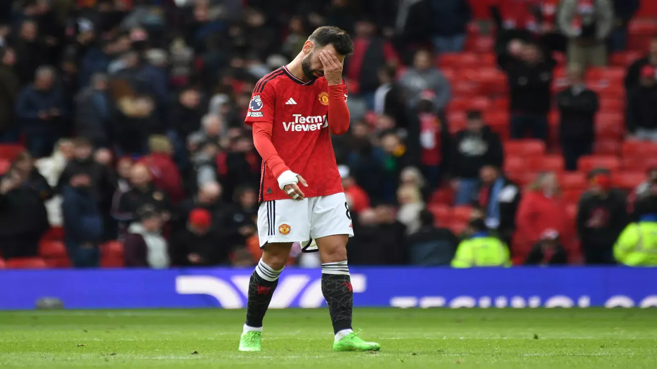 Bruno Fernandes reacts after Manchester United's Premier League game against Burnley