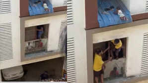 Chennai Good Samaritans Risk Their Lives Stand on Balcony Railing to Save Toddlers Life  VIDEO