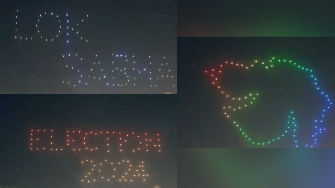 ECI organises drone show for voting awareness.