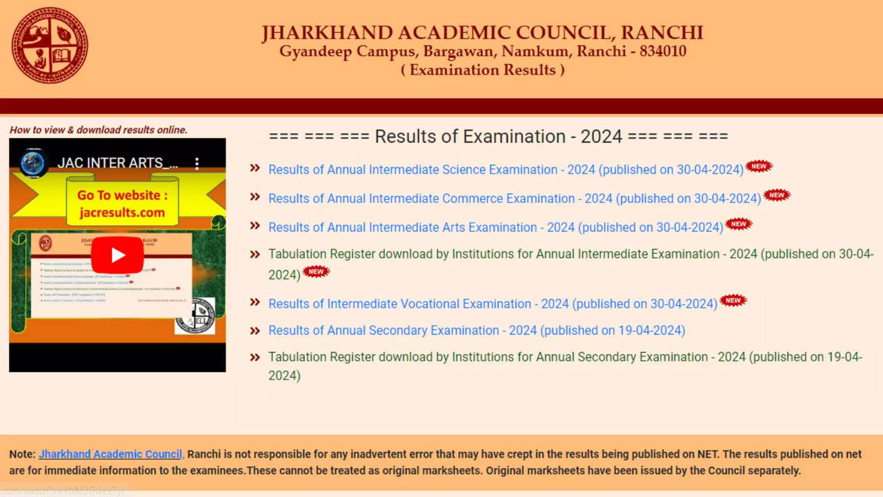 DIRECT LINK JAC Jharkhand Board 12th Result 2024 Highlights Jharkhand Class 12th Result Declared on jacresultscom 8588 per cent students pass