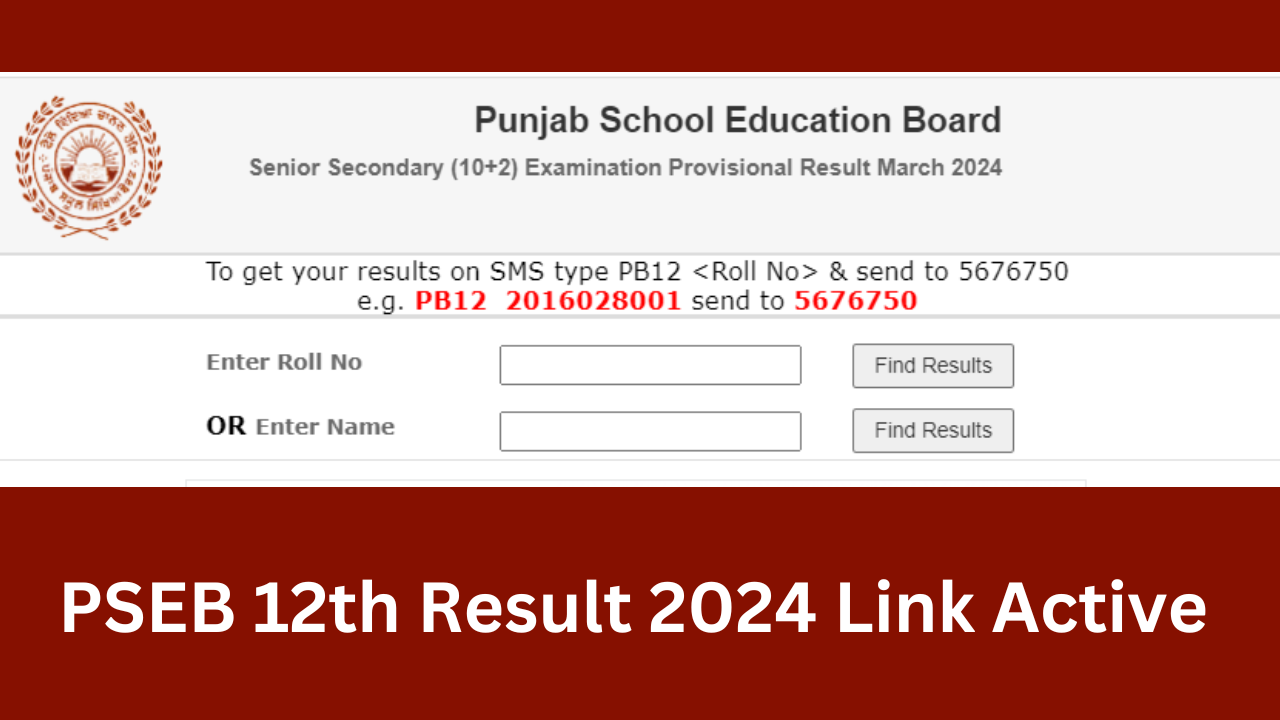 PSEB 12th Result 2024 Link Active