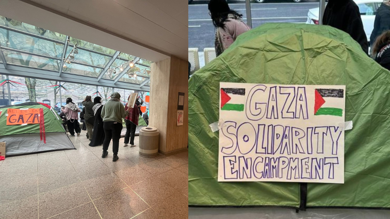 Protests at Fordham University on Wednesday