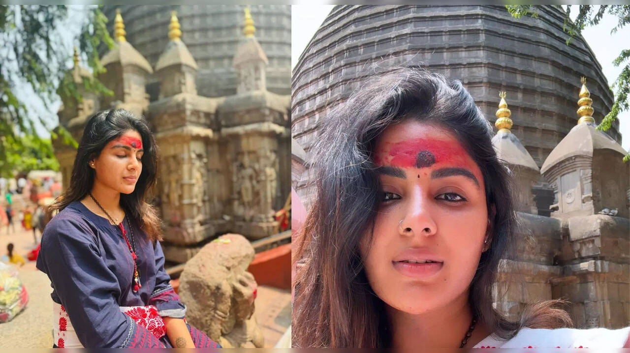  படம் தோல்வி..  திருஷ்டி கழிக்க புகழ் பெற்ற கோயிலுக்கு சென்ற தனுஷ் பட நடிகை! யாருன்னு தெரியுதா? 