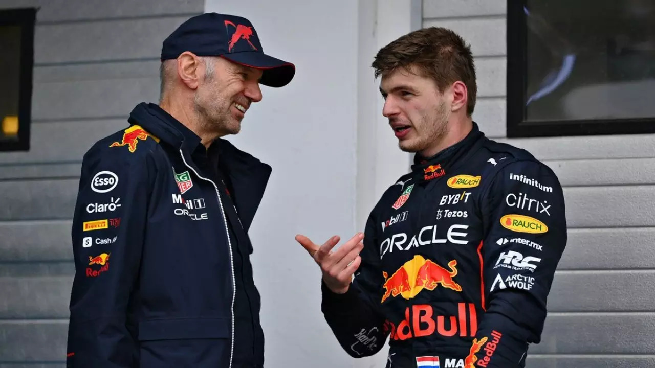 Adrian Newey and Max Verstappen