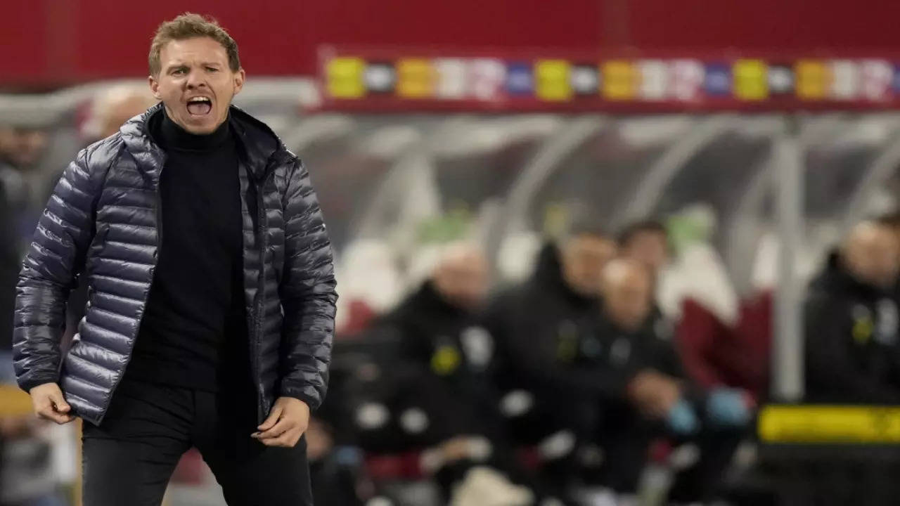 Germany Football Team Coach Julian Nagelsmann reacts during a match