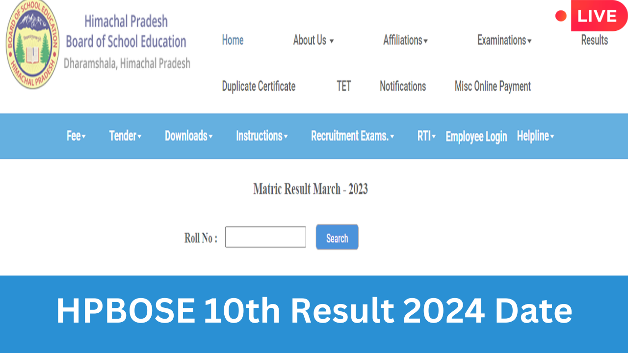 Himachal Pradesh Board HPBOSE 10th Result 2024 LIVE HPBOSE 10th Results DECLARED on hpboseorg 7461 per cent Students Pass