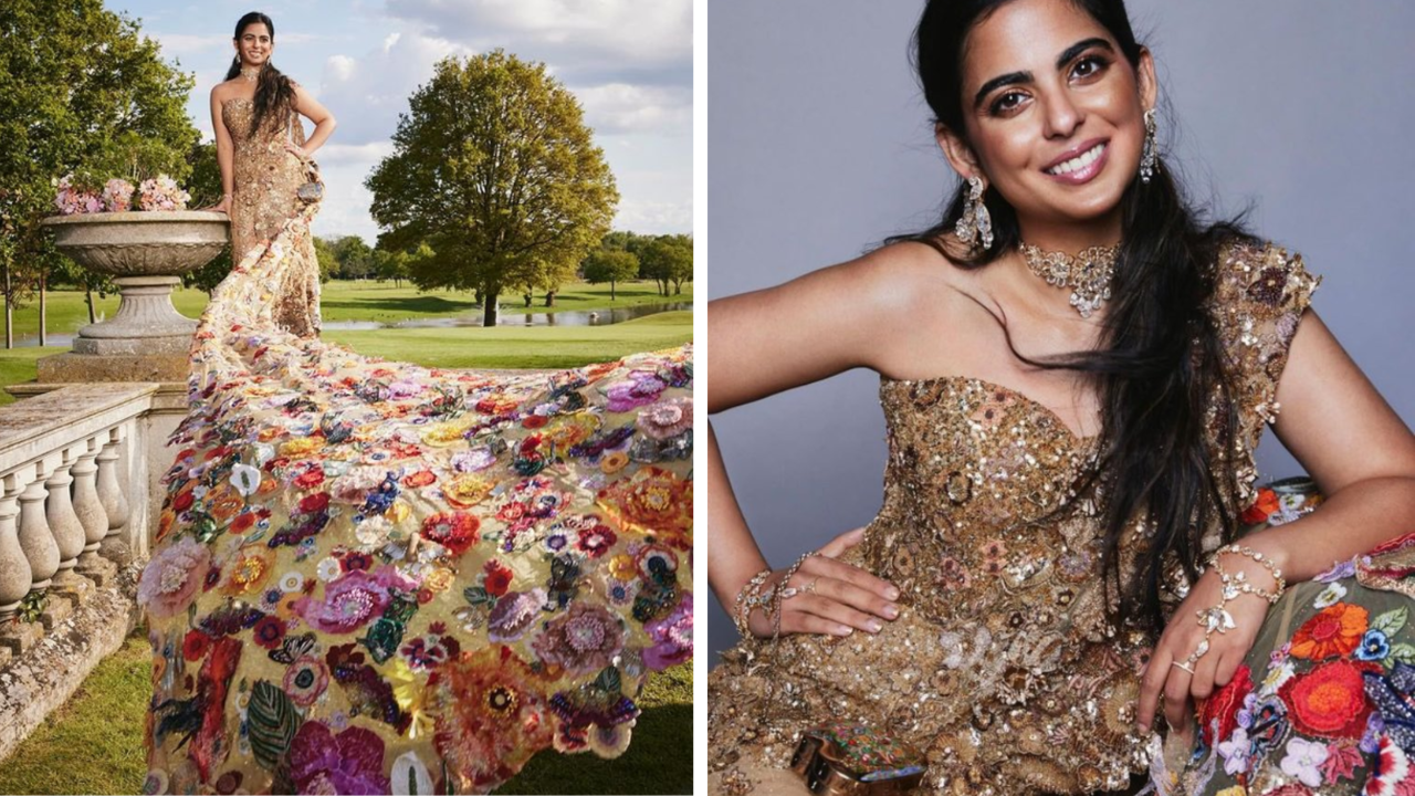 Met Gala 2024: Isha Ambani Is Sight To Behold In Rahul Mishra's Saree Gown With Long Floral Train