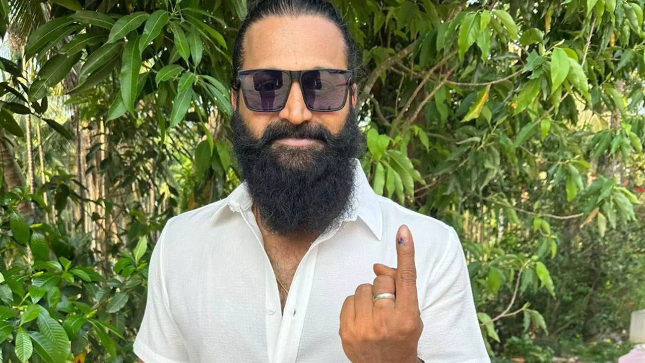 Rishab Shetty Shows His Inked Finger After Casting His Vote In The 2024 Lok Sabha Elections