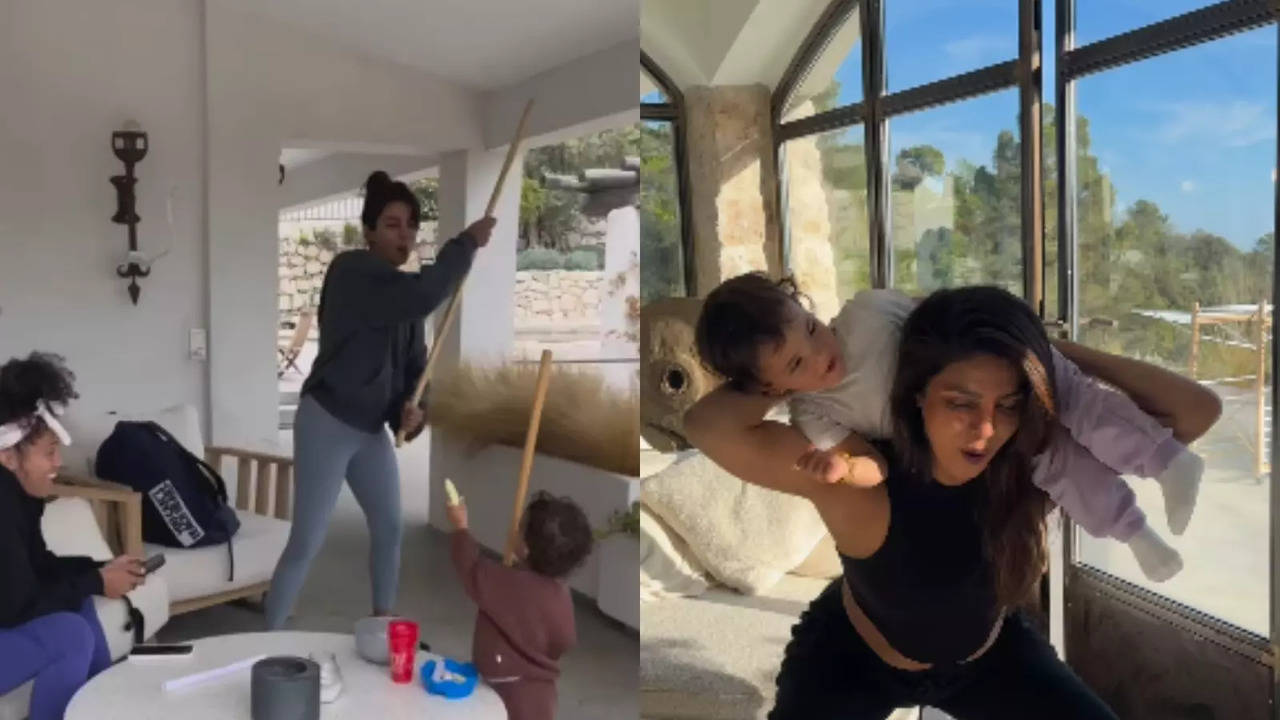 Priyanka Chopra Uses Daughter Malti Marie As Barbell For Quick Workout During Heads Of State Shoot. Watch