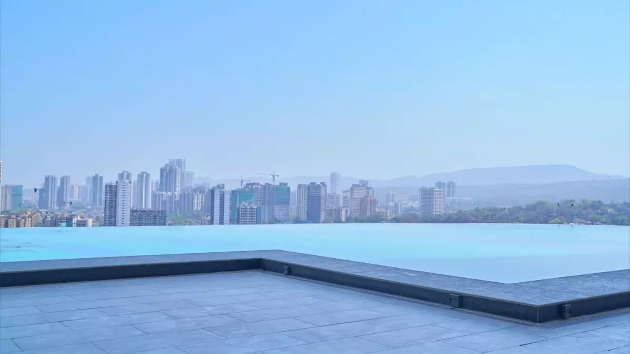 Hill View from the Infinity Pool at Omkar Alta Monte at Malad